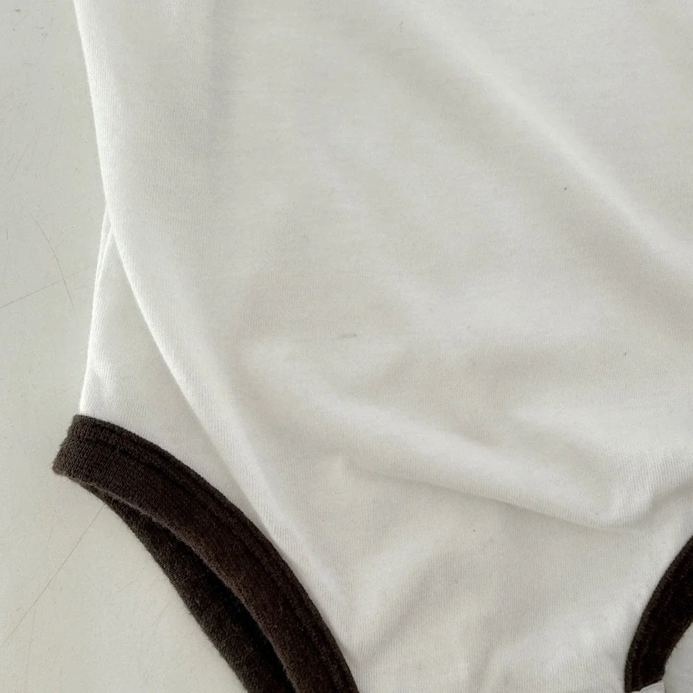 Baby Onesie White Brown‎ Short Sleeve Bodysuit Infant 12M